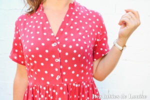 Robe Rétro Motel Rocks Taille S (36-38) Rouge Cerise - Coton, Jupe Parapluie, Dos Dénudé, Occasion Impeccable