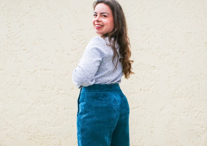 Dos du pantalon fauvette de la marque Instinct couture en velours vert